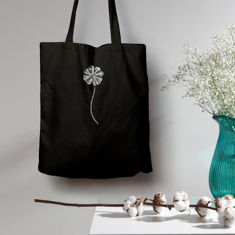 Four Leaf Clover, Black Eco Tote Bag