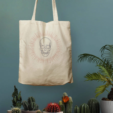 Glowing Skull, Natural Eco Tote Bag