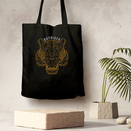 Tiger Outsider, Black Eco Tote Bag