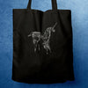 Origami Unicorn, Black Eco Tote Bag