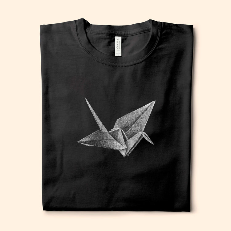 Origami Crane, Black T-shirt