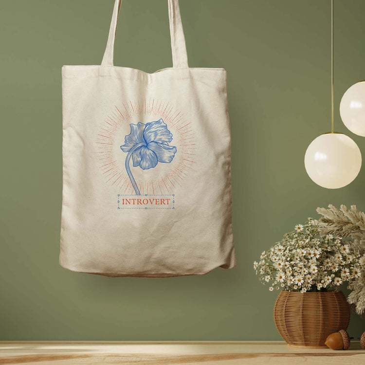 Introvert Flower, Natural Eco Tote Bag