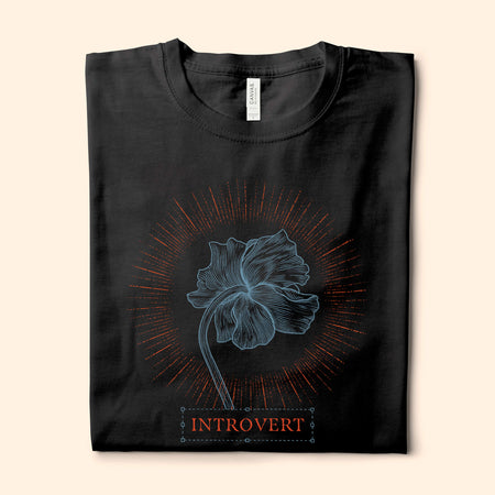 Introvert Flower, Black T-Shirt
