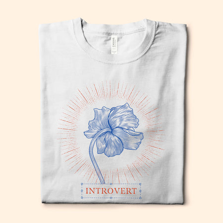 Introvert Flower, White T-Shirt