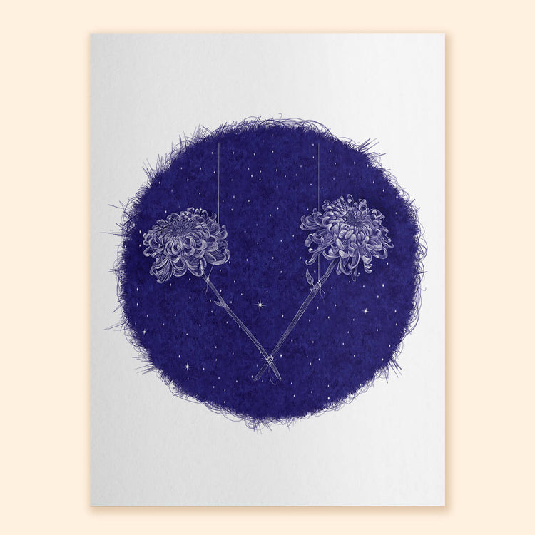 Twin Chrysanthemums Art Print